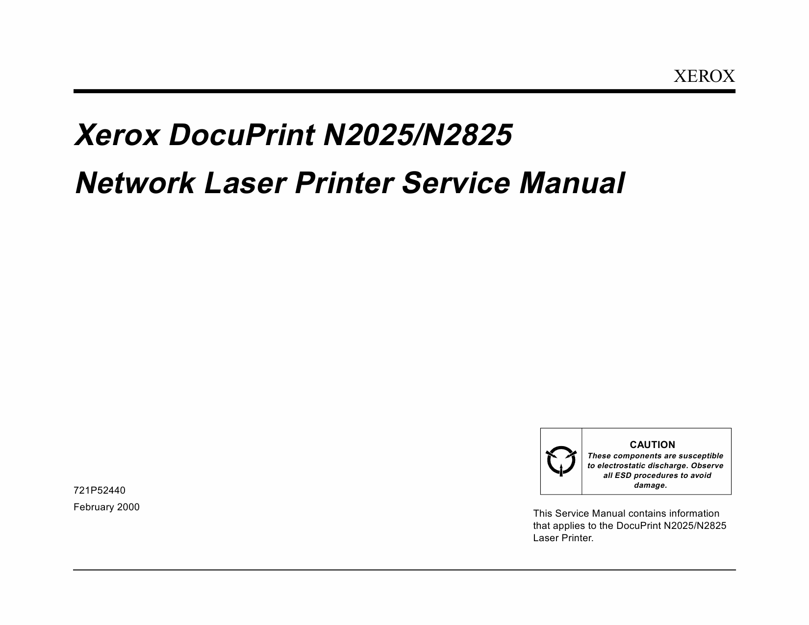 Xerox DocuPrint N2025 N2825 Service Manual-1